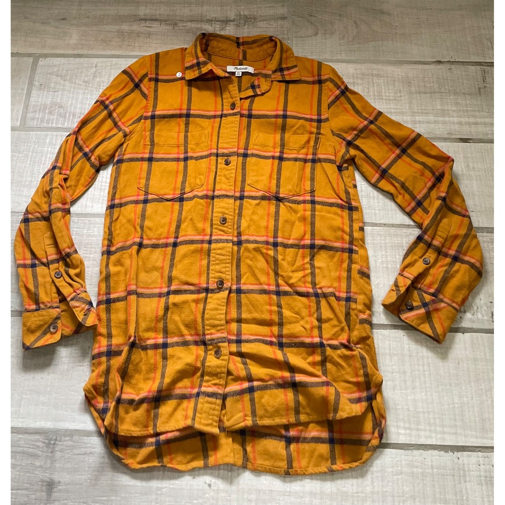 Madewell Mustard Plaid Button Down Shirt
